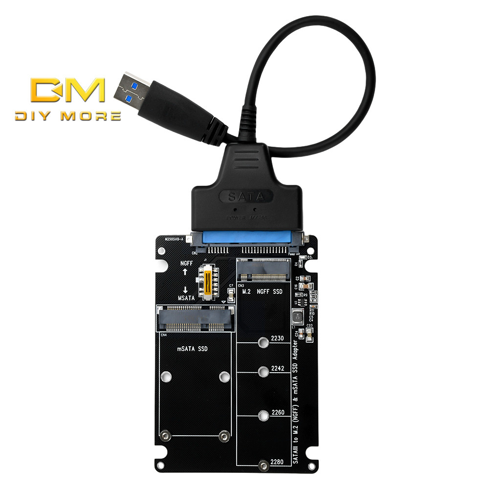 Diymore M. 2 Solid State SSD ถึง SATA 3.0 กล่องฮาร์ดดิสก์ภายนอก NGFF MSA ถึง Serial Port Adapter Dual ใช้ 2-in-1