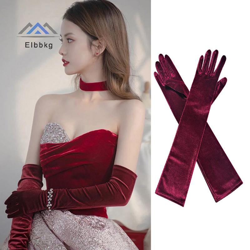 Eibbkg 1 คู่ Christmas Party Noble สไตล์จัดเลี้ยงผู้หญิงกํามะหยี่ยาวชุดอาหารค่ําถุงมืออุ่นถุงมือขับรถลดราคา