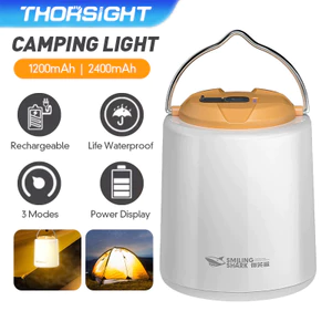 ไฟเต้นท์ 2400mAh โคมไฟ LED แบบพกพา หรี่แสงได้3ระดับ ชาร์จ USB กันน้ำได้ พร้อมตะขอไฟฉุกเฉินกลางแจ้ง