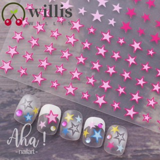 Willis สติกเกอร์ตกแต่งเล็บ ลายดาวห้าแฉก สีทอง สีเงิน DIY