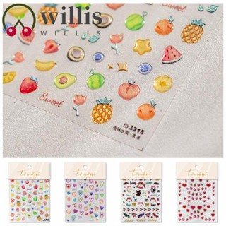 Willis สติกเกอร์เจลลี่ ลายการ์ตูนกระต่าย หมี หัวใจน่ารัก สําหรับตกแต่งเล็บ DIY