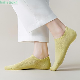 Fishstick1 ถุงเท้าผ้าฝ้าย ใส่สบาย สีพื้น ตาข่าย ผู้หญิง ถุงเท้า