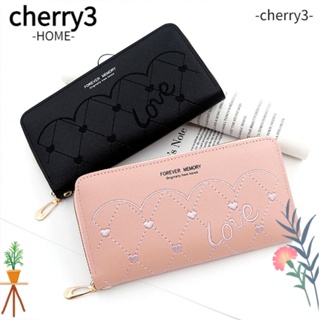 Cherry3 กระเป๋าใส่เหรียญ หนัง PU มีซิป จุของได้เยอะ ใส่บัตรได้ แฟชั่นสําหรับผู้หญิง