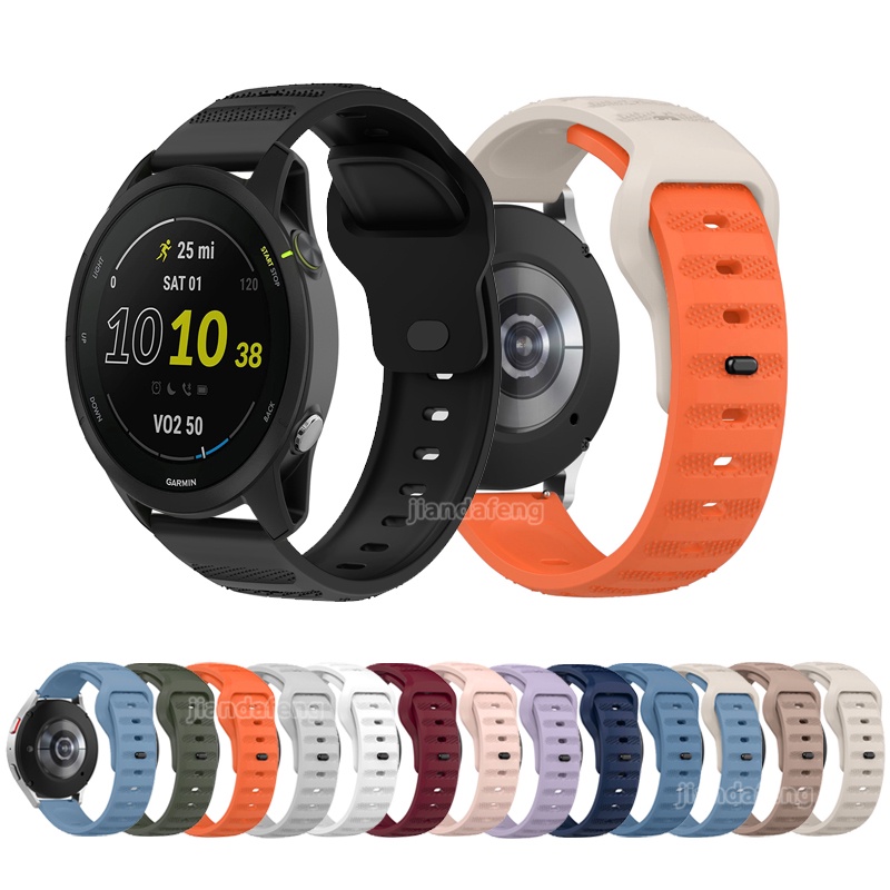 สายรัดนาฬิกากีฬาแบบซิลิโคนพร้อมหัวเข็มขัด สำหรับ Garmin Forerunner 265 255 245 645 Music Forerunner 55 165 570 แผ่นเปลี่ยนสาย