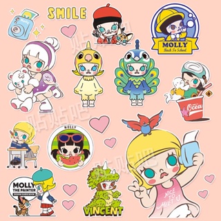 การ์ตูนน่ารัก Bubble Mart Molly Jasmine ถ้วยน้ํา iPad กล่องเก็บแล็ปท็อปสติกเกอร์ตกแต่งกันน้ํา