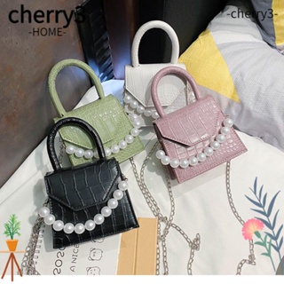 Cherry3 กระเป๋าสะพายไหล่ กระเป๋าถือ หนัง PU ประดับไข่มุก คุณภาพสูง สําหรับสตรี