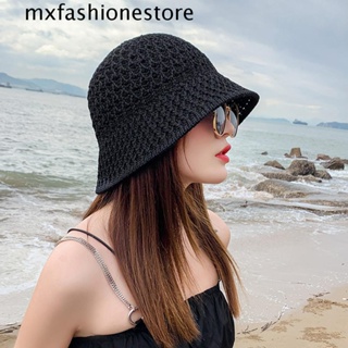 Mxfashione หมวกฟาง ผู้หญิง ใหม่ หรูหรา ที่บังแดด ป้องกันรังสียูวี กลวงออก หมวกชายหาด พับได้