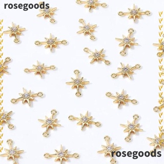 Rosegoods1 ดาวลูกบาศก์เซอร์โคเนีย ทองเหลือง ทอง ลูกบาศก์เซอร์โคเนีย ดาว สร้อยข้อมือ สร้อยคอ เครื่องประดับ รูปดาว เชื่อมต่อ งานฝีมือ แฮนด์เมด คู่รัก