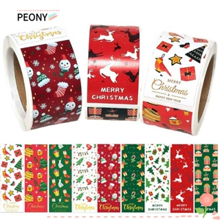 Peonypavilion สติกเกอร์แท็กทักทาย ลาย Merry Christmas ขนาด 3 ซม.*9 ซม. สําหรับติดตกแต่งต้นคริสต์มาส 100 ชิ้น