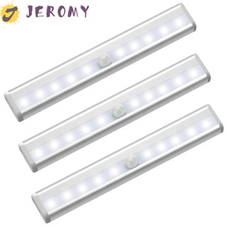 Jeromy โคมไฟกลางคืน Led 10 ดวง ไร้สาย แม่เหล็ก จับการเคลื่อนไหว ใช้แบตเตอรี่ สําหรับตกแต่งบ้าน ร้านอาหาร