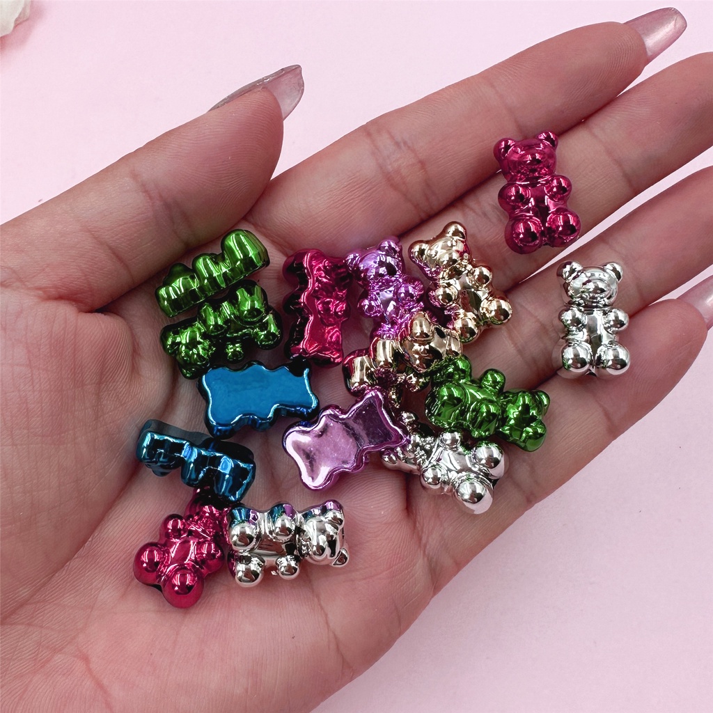 15 ชิ้น / ถุง สไตล์พังก์ อะคริลิค เลียนแบบ โลหะ หมี ลูกปัด จี้ DIY สร้อยคอ ต่างหู เครื่องประดับ ตกแต่งคริสต์มาส