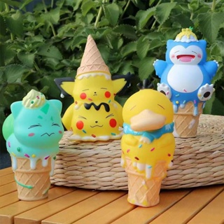 โมเดลฟิกเกอร์ PVC รูปการ์ตูนอนิเมะปิกาจู ไอศกรีม ไอศกรีม ปิกาจู Bulbasaur Psyduck Snorlax น่ารัก ของขวัญ สําหรับตกแต่งบ้าน เก็บสะสม