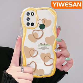 เคสโทรศัพท์มือถือแบบนิ่ม ใส กันกระแทก ลายหัวใจ สีครีม แฟชั่น สําหรับ Realme 7 Pro 7i C17 Narzo 20 Pro