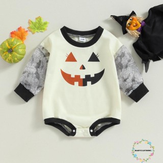 Babyclothes- ชุดรอมเปอร์ แขนยาว พิมพ์ลายฟักทอง แมงมุม ฮาโลวีน สําหรับเด็กผู้หญิง