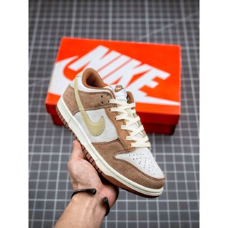 ✧ N_ike SB Dunk Low "medium curry" รองเท้าสเก็ตบอร์ด สไตล์เรโทรคลาสสิก สีน้ําตาล สีขาว สีเหลือง