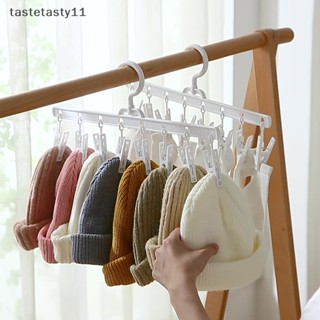 Ta ไม้แขวนเสื้อ กันลื่น พับได้ แบบพกพา สําหรับจัดเก็บหมวก 8 คลิป