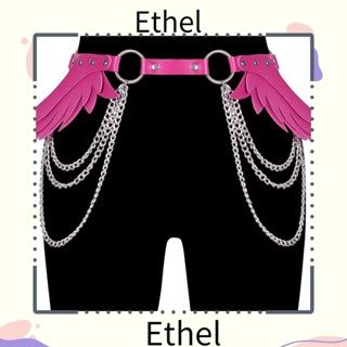 Ethel1 สายโซ่คล้องร่างกาย หนัง PU รูปปีกนางฟ้า สไตล์พังก์ ฮาโลวีน สําหรับผู้หญิง