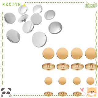 Nextth กระดุมโลหะผสมสังกะสี ทรงกลม แบน สีทอง สีเงิน สําหรับทําเครื่องประดับ เสื้อแจ็กเก็ต กางเกงขายาว