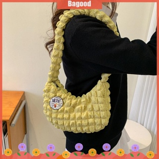 ♪Bagood♪พร้อมส่ง กระเป๋าสะพายไหล่ กระเป๋าถือ ทรงโท้ท แต่งจับจีบ ลายก้อนเมฆ สําหรับสตรี 2023