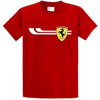 เสื้อยืดคอกลม แขนสั้น ผ้าฝ้าย 100% พิมพ์ลายรถยนต์ Ferrari พลัสไซซ์ สําหรับผู้ชาย