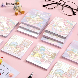 JULYSTAR การ์ตูน Ins อะนิเมะ Sanrio หมายเหตุความงามสีดำสติกเกอร์น่ารัก Hello Kitty หมายเหตุกระดาษอบเชยม้วนกระดาษตกแต่งของขวัญนักเรียน