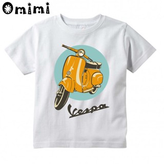 เสื้อยืดแขนสั้นลําลอง พิมพ์ลายรถยนต์ Vespa สําหรับเด็กผู้ชาย และเด็กผู้หญิง