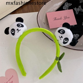 Mxfashione ที่คาดผม ลายการ์ตูนแพนด้า ขนปุย สไตล์เกาหลี สีเขียว สําหรับผู้หญิง