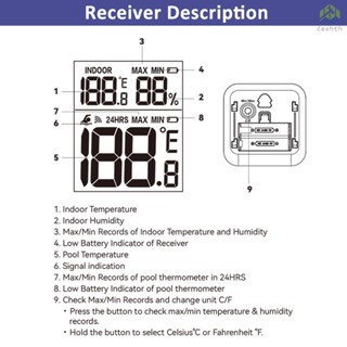 Baldr เครื่องวัดอุณหภูมิสระว่ายน้ําไร้สาย หน้าจอ LCD 360 องศา สําหรับสระว่ายน้ํา