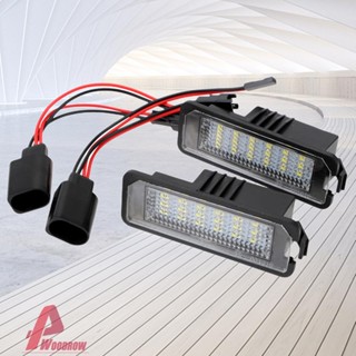 หลอดไฟ LED 5W 12V 6500K สีขาว อุปกรณ์เสริม สําหรับติดป้ายทะเบียนรถยนต์ VW Golf 4 5 6 7 Passat B6 3C 2 ชิ้น [Woodrow.th]