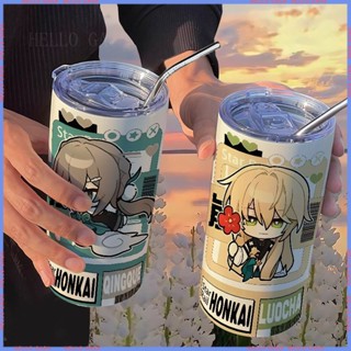 🥤สินค้าแอนิเมชั่น Limited Cartoon Cup🥤Starry Sky Railway Aoque Luosha กระติกน้ําร้อนสเตนเลส พร้อมหลอดดูด แบบพกพา คุณภาพสูง