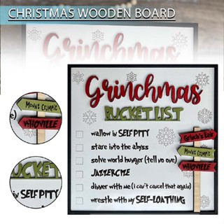 Rustic Christmas Bucket List Sign Winter Holiday Decorations Wooden Wall Sign