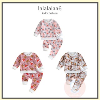 Laa6 เสื้อกันหนาว แขนยาว ลายคริสต์มาส และกางเกงขายาว สําหรับเด็กวัยหัดเดิน 2 ชิ้น