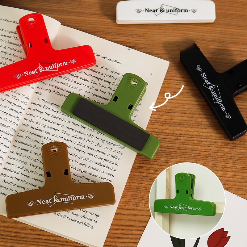 คลิปแม่เหล็ก แบบดูดติดกระเป๋า เรียบง่าย สีพื้น สําหรับตกแต่งโฟลเดอร์ สํานักงาน นักเรียน - รูปที่ 2