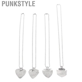 Punkstyle 4Pcs Guitar Pick Necklace Fashion Stainless Steel Slick Surface Plectrum 50cmTriangle Pendant