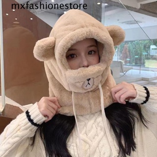 Mxfashione หมวกผ้าพันคอ ผ้ากํามะหยี่ขนนิ่ม กันลม ให้ความอบอุ่น ป้องกันหู สําหรับผู้หญิง