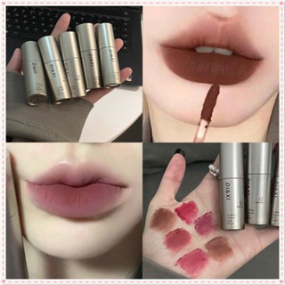 Dixi Silver Tube Lip Glaze Velvet Matte Soft Fog Smooth Moisturizing Lipstick Non Stick Cup ง่ายต่อการสีติดทนนานนักเรียนหญิง Lip แต่งหน้า JOYFEEL