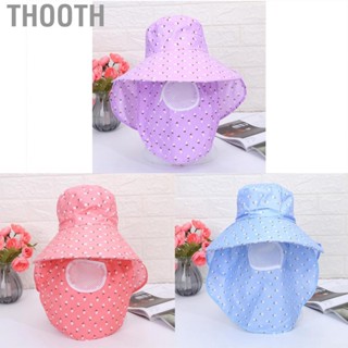 Thooth Sun Hat Wide Brim with Neck Flap Face Cover UV Protection Polyester Summer Cap for Fishing Camping Boating Hiking