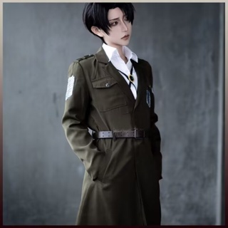 เสื้อแจ็กเก็ตคอสเพลย์ Attack on Titan Levi Shingeki No Kyojin สําหรับผู้ชาย