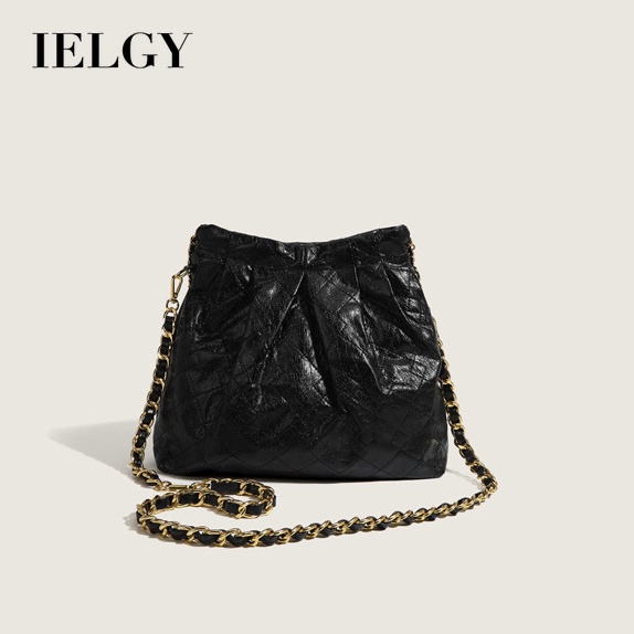 IELGY สุภาพสตรี Rhombus หนังนุ่มไหล่ Messenger Bucket Bag ความจุขนาดใหญ่