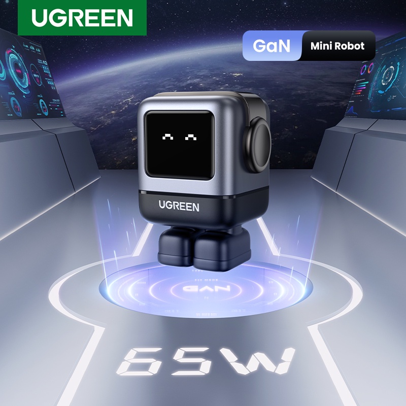 Ugreen PD 65W GaN Wall Charger Robot Design 3 Port Fast Charging