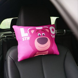 Cartoon Strawberry Bear Car Neck Protection Pillow Cushion Breathable Comfortable Creative Car Interior Supplies Decoration Cute Girl Cute car interior accessories