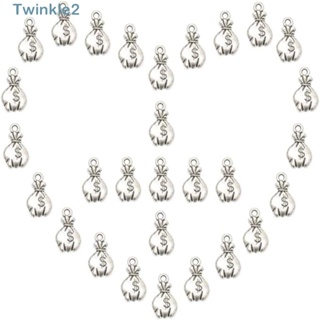 Twinkle จี้ห้อยกระเป๋าเงินอัลลอย ทนทาน 0.71*0.43 นิ้ว สีเงิน สไตล์โบราณ 100 ชิ้น DIY