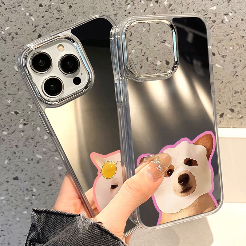 มีสินค้า หน้ากากแมว เคสป้องกันโทรศัพท์มือถือ TPU ป้องกันการล่มสลายพร้อมกระจกแต่งหน้า For iPhone 11 14 15 12 13 Pro Max