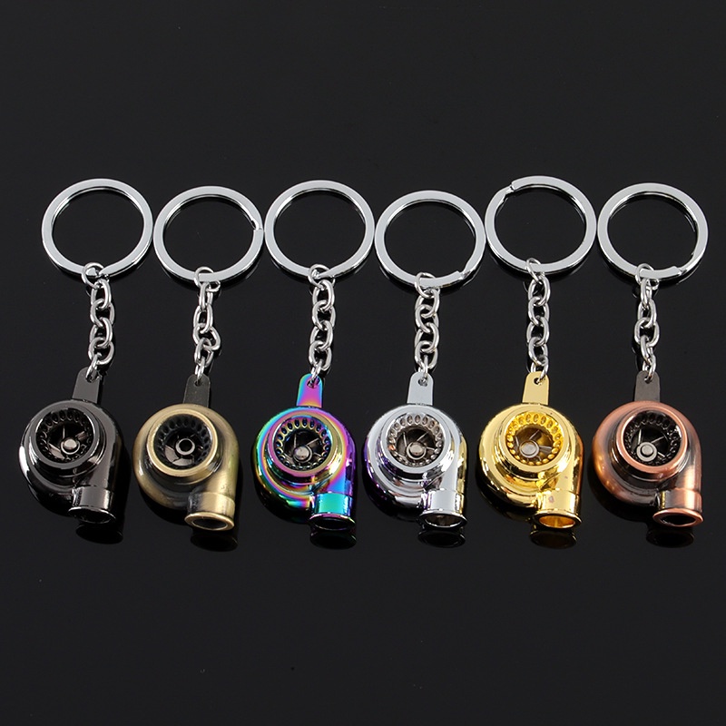 Mini Turbo Turbocharger Keychain Spinning Turbine Key Chain Ring Keyring Keyfob Car Keyring Car Inte