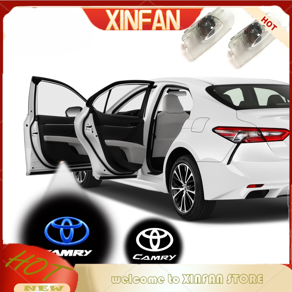 Xinfan ไฟโปรเจคเตอร์ LED โลโก้เลเซอร์ ไม่เสียหาย 2 ชิ้น สําหรับติดประตูรถยนต์ Toyota Camry XV40 XV50 XV70