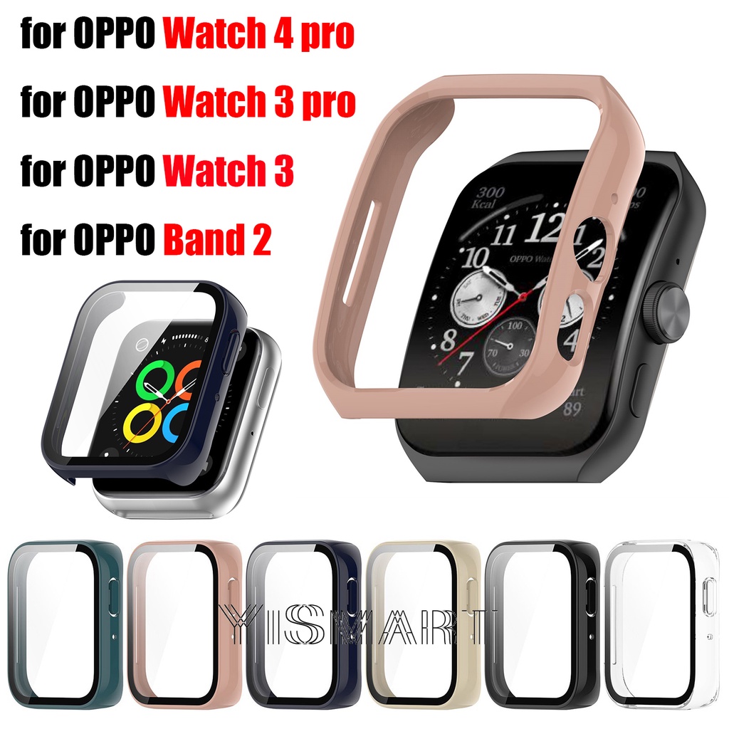 กระจก + เคส สําหรับ OPPO Watch 4 3 Pro ป้องกันเต็มหน้าจอ สําหรับ OPPO Band 2 เคสกันกระแทก