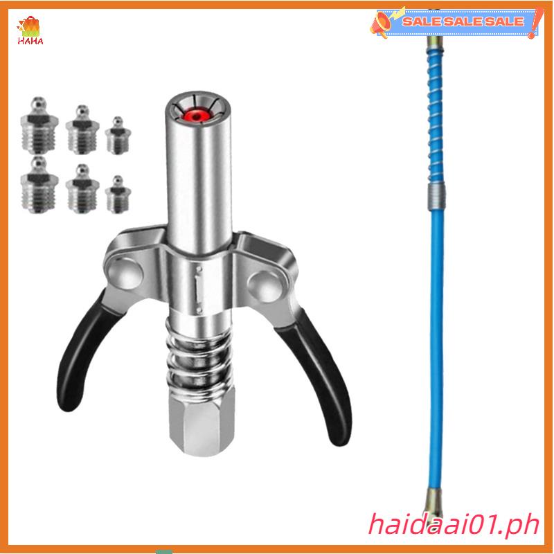 Haidaai01.ph*Grease Coupler โลหะ NPTI/8 10000 PSI สองกดหัวฉีดจาระบีน้ํามันง่าย