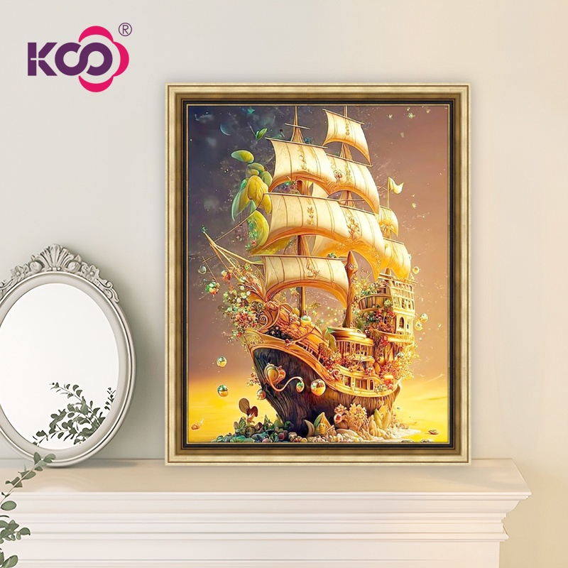 【KS】ภาพวาดปักเพชรครอสสติตช์ รูปเรือ 5d ขนาด 30X40 ซม. สําหรับตกแต่งบ้าน ห้องนอน ห้องนั่งเล่น