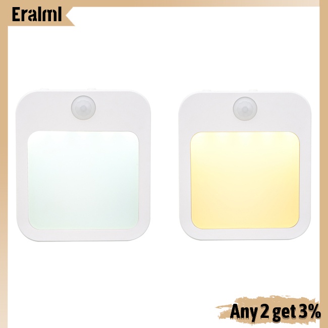 Eralml ไฟกลางคืน LED 3 โหมด ระบบเซนเซอร์อินฟราเรด ตรวจจับการเคลื่อนไหว หรี่แสงได้ (8.5X5 x