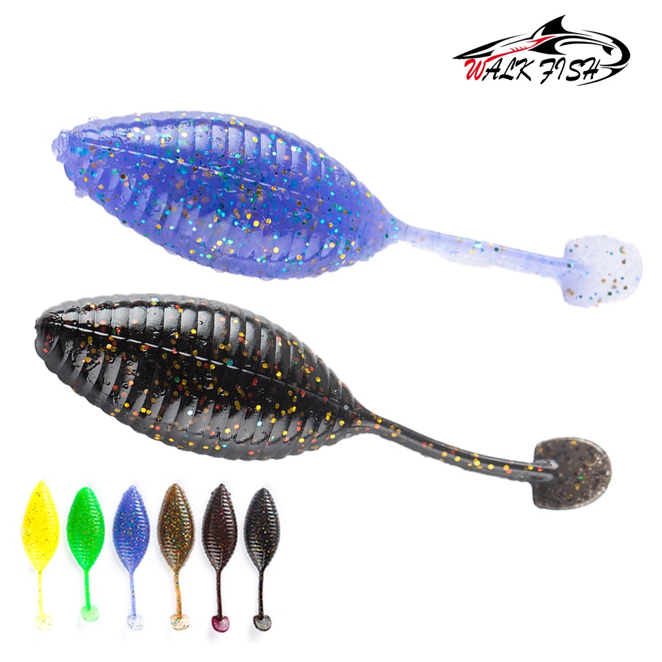 Walk FISH เหยื่อตกปลาซิลิโคน รูปหนอน TPR 80 มม. 3.3 กรัม 6 ชิ้น ต่อล็อต
